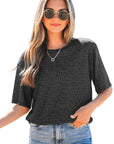 Kathryn Bow Decor Glittery Short Sleeve Top