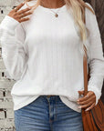 Jane Round Neck Drop Shoulder Textured Knit Top