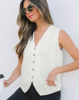 Izabella V Neck Buttoned Sweater Vest