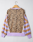 Olivia Stripe Leopard Casual Sweatshirt