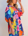 Iyla Floral Split Neck Babydoll Dress