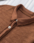 Textured Contrast Flap Pocket Shacket