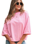 Stripe Bow Back Cutout Tee