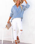 Naomi Crinkle Textured Loose Henley Top
