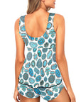 Turquoise Crazy Tankini Boy Shorts Swim Set