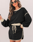Colorblock Long Sleeve Top and Skort Set