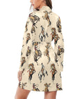 Vintage Cowgirl Women's Long Sleeve Belted Satin Feel Dressing Lounge Robe