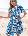 Halle Ricrac Trim Split Neck Floral Loose Dress