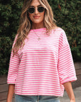 Stripe Bow Back Cutout Tee