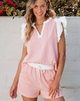 Melissa Trim Ruffled Top and Drawstring Shorts Set