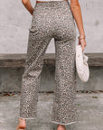 Leopard Frayed Edge Wide Leg Jeans