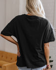 Ayra Loose Half Sleeve Hi Low Hem Top