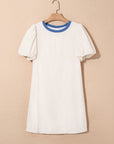 Stripe Contrast Seersucker T-Shirt Dress