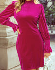 Georgia Smocked Ruffled Puff Sleeve Velvet Dress