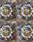 1.5" Hilason Western Style Silver Berry Rhinestone Bling Tack Headstall Saddle Concho Yellow