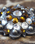 1.5" Hilason Western Style Silver Berry Rhinestone Bling Tack Headstall Saddle Concho Yellow