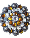 1.5" Hilason Western Style Silver Berry Rhinestone Bling Tack Headstall Saddle Concho Yellow