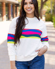 Alora Striped Accent Long Sleeve Top