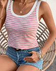 Stripe Contrast Trim Tank Top