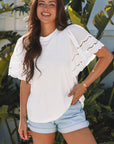 Giana Embroidered Short Sleeve O Neck Top