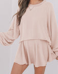 Corded Top and Ruffle Mini Skirt Set