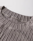 Solid Cable Textured Flutter Sleeve Top