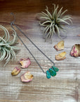 16-Inch Green Turquoise Necklace with Sterling Silver Pearls