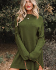 Solid Slouchy Drop Shoulder Sweater Dress