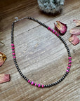17 inch long Pink opal faceted & Sterling Silver Pearls