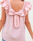 PB Bow Tie Ruffle Sleeve Top