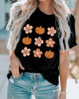 Molly Pumpkin Flower Graphic Top