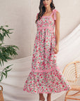 Green Floral Lace Tied Strap Empire Waist Maxi Dress