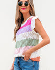 Alena Hollowed Knit Scallop Edge Sweater Vest