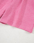 Textured V Neck T Shirt and Shorts Set