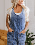 Baylee Sleeveless U Neck Patched Pocket Denim Romper
