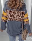 Leopard Patchwork Colorblock Drop Shoulder Top