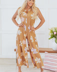 Laura Sleeveless Button up Wide Leg Loose Jumpsuit