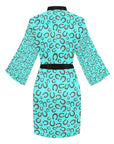 Mini Turquoise Horeshoe Women's Lounge Kimono Robe