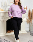Phalaenopsis Flower Patch Colorblock Plus Size Pullover Top