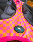 Checks Out (Pink/Orange) Fly Mask