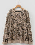 Plus Size Leopard Textured Long Sleeve Top