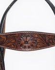 HILASON Western Horse Headstall Breast Collar Tack Genuine American Leather Floral Dark Brown