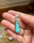 Teardrop Pendant with Kingman Turquoise – Option 2 – Sterling Silver – Native Made by SF – Fits 5mm