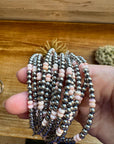 Bracelet - 4 mm sterling silver pearls and pink conch