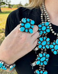Complete Squash Blossom Set – Kingman Turquoise – Sterling Silver – Navajo Made by Wilson Dawes