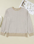 Plus Size Stripe Knit Ribbed Long Sleeve Top