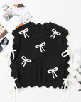 Dayana Bow Print Side Ties Sweater Top