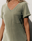 Corded Short Sleeve V-Neck Top