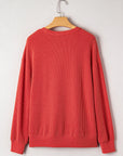 Christmas Merry Corded Knit Long Sleeve Top