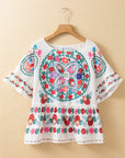 Selene Boho Floral Ruffle Trim Blouse